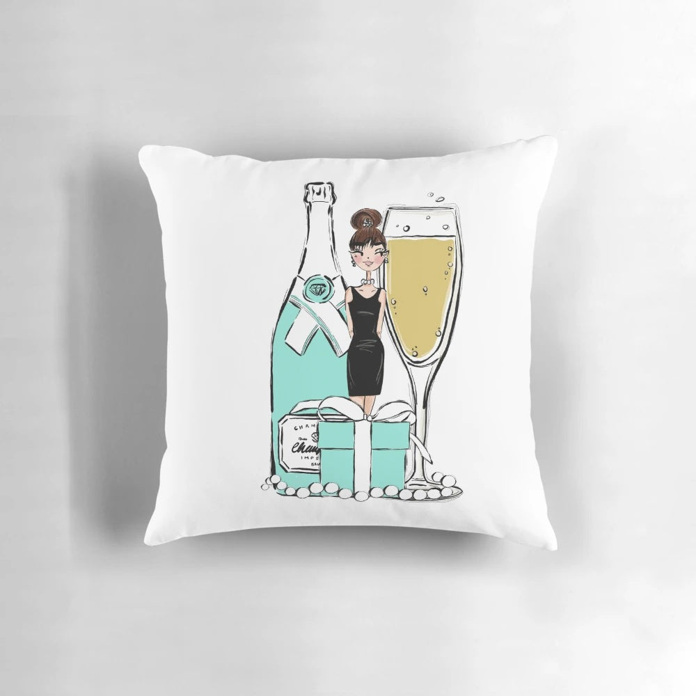 Breakfast at Tiffany's inspired New York Lady Pillow featuring Audrey Hepburn's iconic style