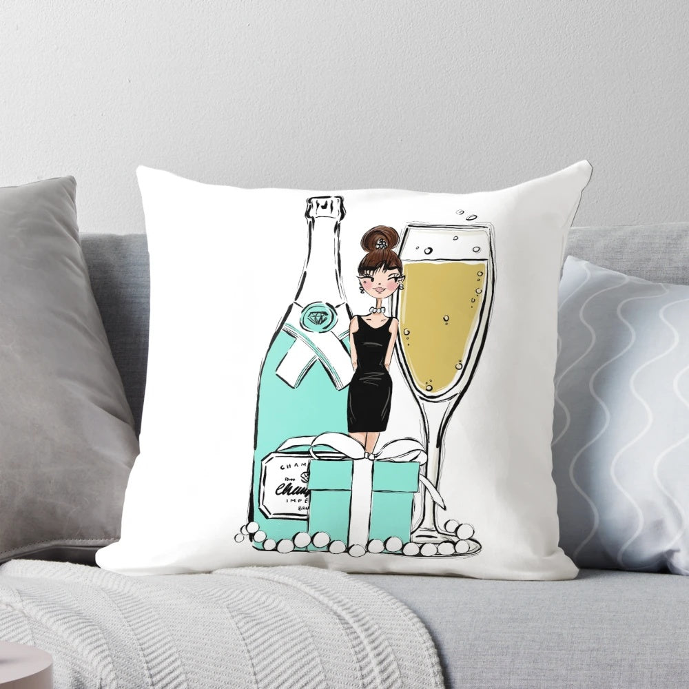 Breakfast at Tiffany's inspired New York Lady Pillow featuring Audrey Hepburn's iconic style