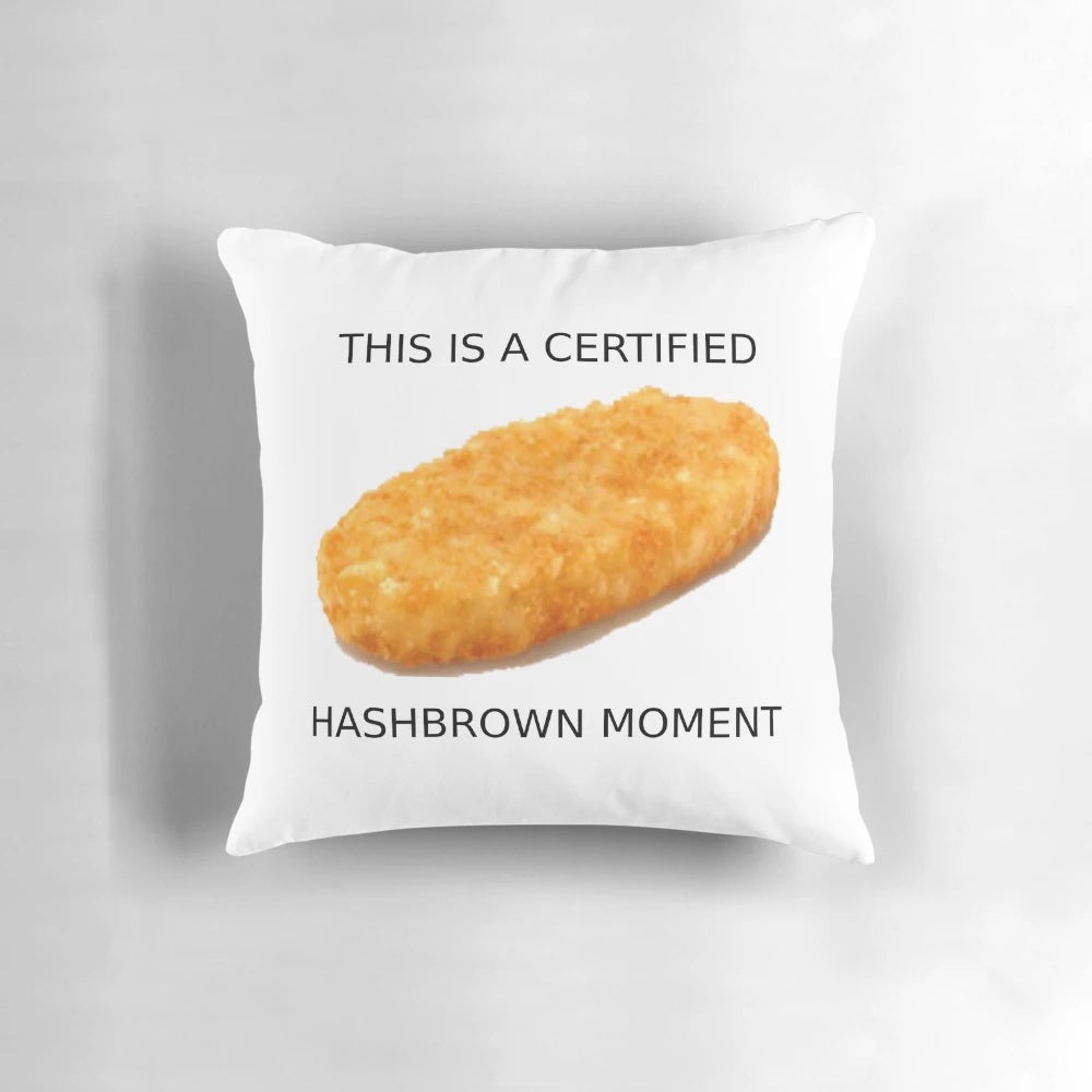 Hashbrown moment pillow, a breakfast themed, comfortable and cozy pillow for your home
