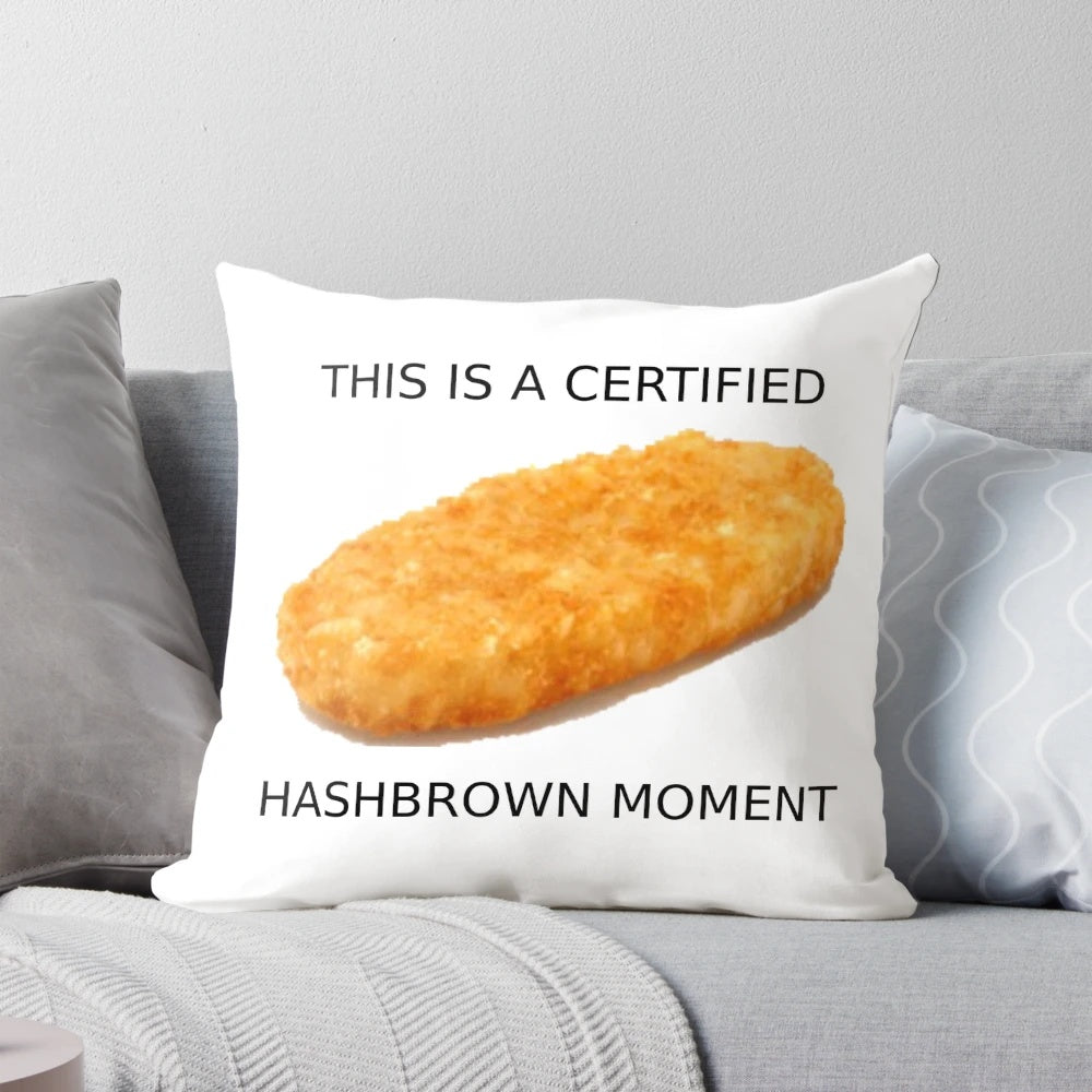 Hashbrown moment pillow, a breakfast themed, comfortable and cozy pillow for your home