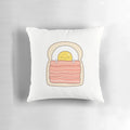 Breakfast-themed pillow with bacon, eggs, and toast design