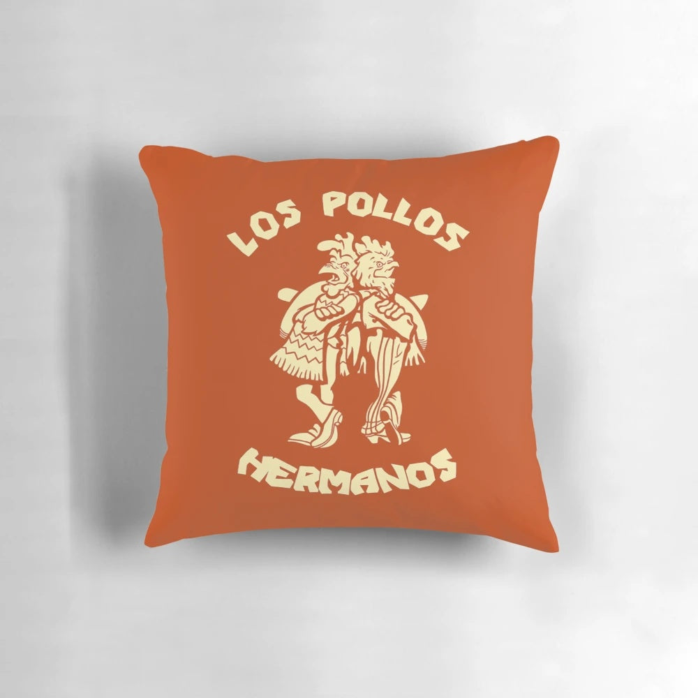 Breaking Bad inspired Los Pollos Hermanos chicken pillow with holiday decor