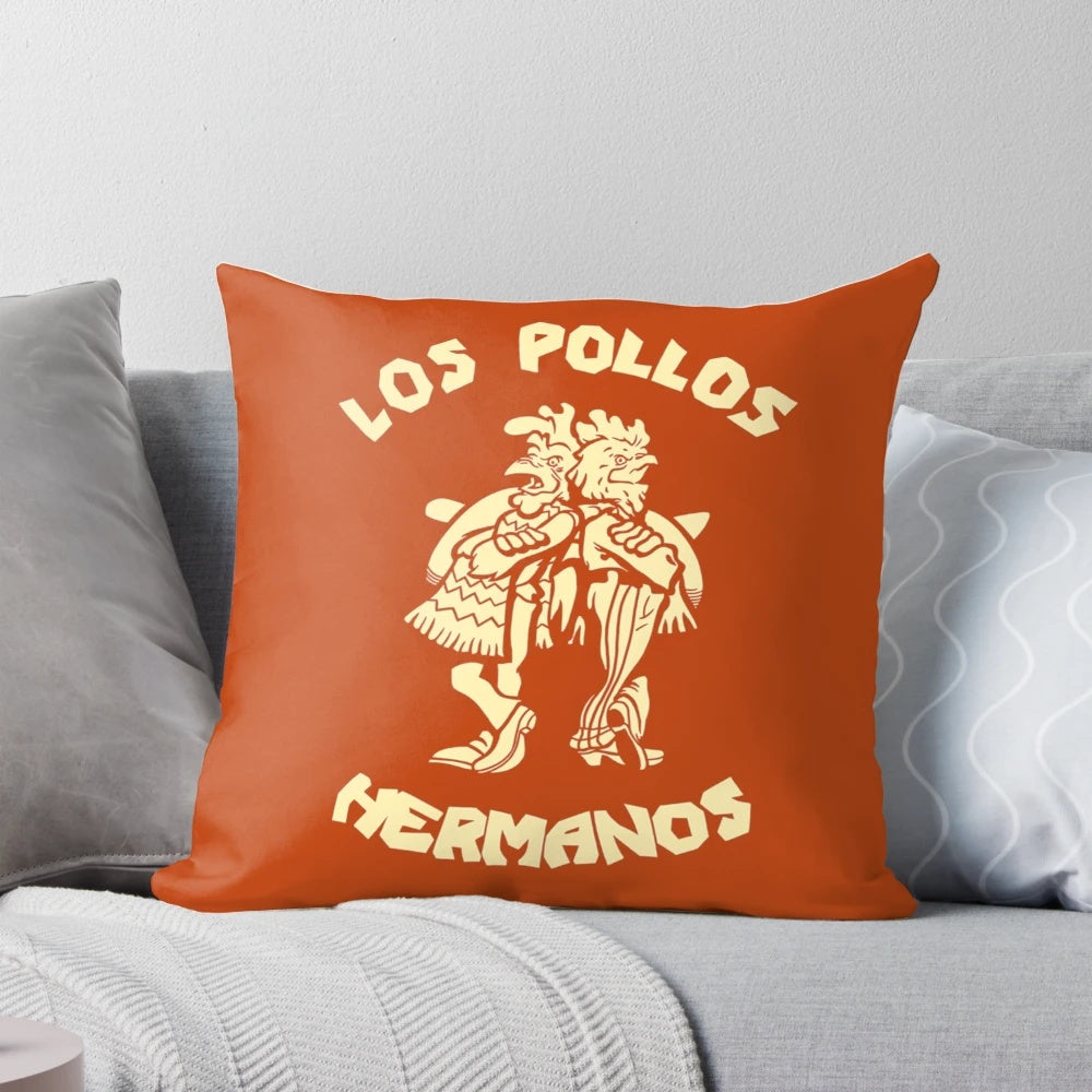 Breaking Bad inspired Los Pollos Hermanos chicken pillow with holiday decor