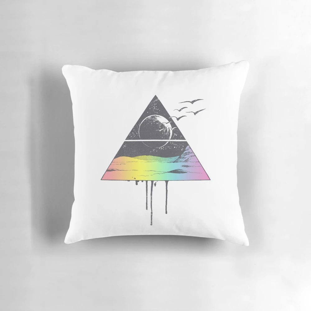 A soft, breathable pillow with a triangle and bird design, creating a calming and serene atmosphere for restful sleep.