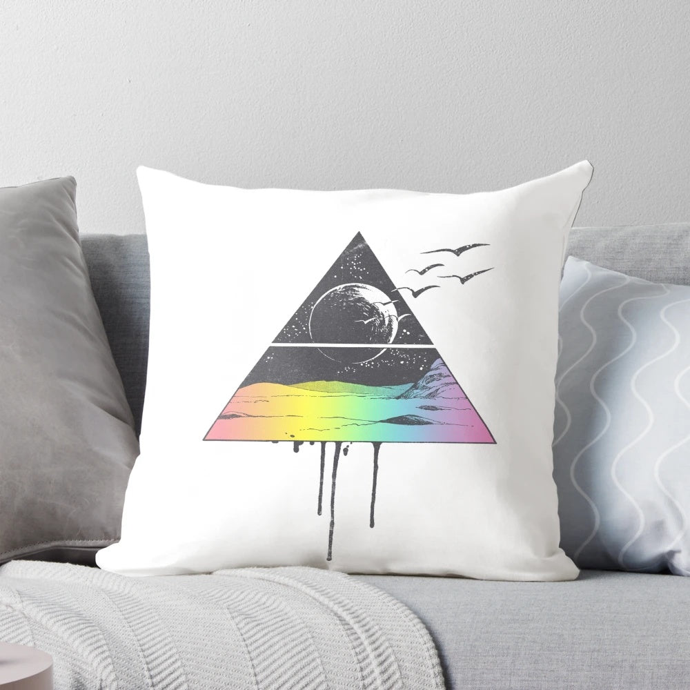 A soft, breathable pillow with a triangle and bird design, creating a calming and serene atmosphere for restful sleep.