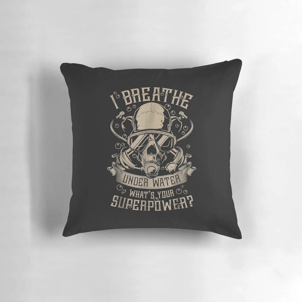 Scuba Diving T-Shirt Pillow Featuring an Underwater Breathing Design