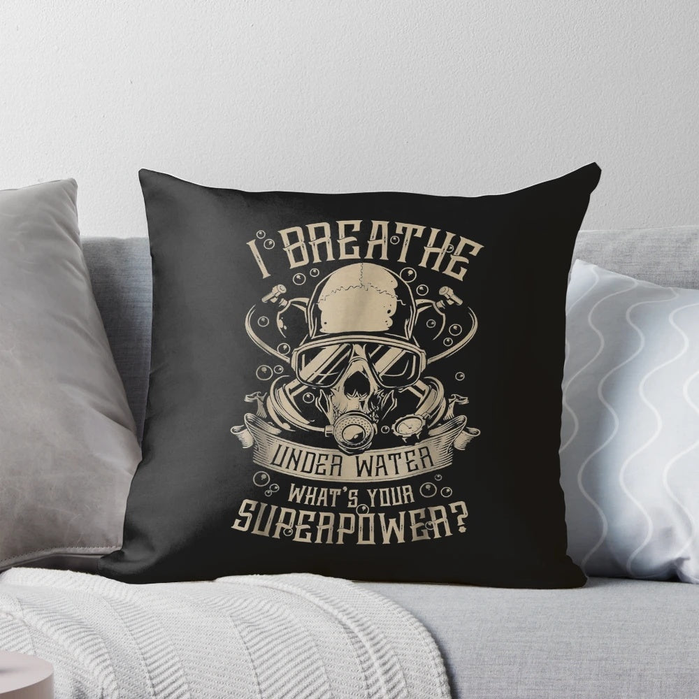 Scuba Diving T-Shirt Pillow Featuring an Underwater Breathing Design