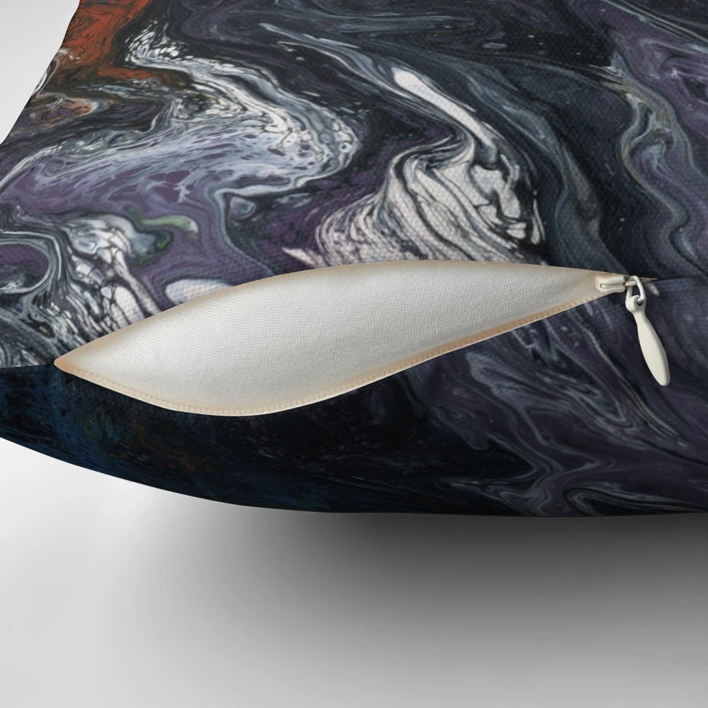 Cosmic Eruption Pillow featuring a mesmerizing abstract art design of a vibrant celestial explosion in the universe.