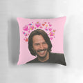 Keanu Reeves John Wick inspired breathtaking pink pillow with heart emoji