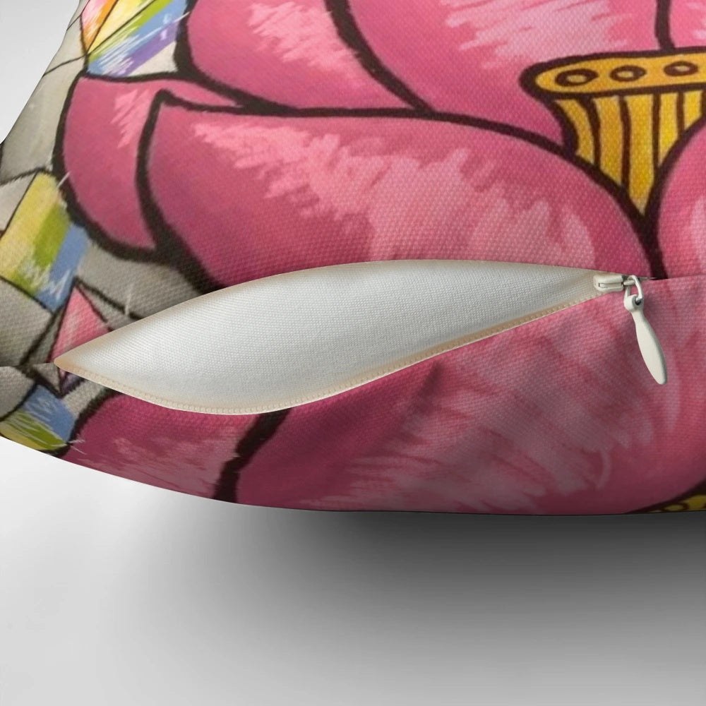 Stunning lunar moth art pillow featuring a detailed crystal-like moth design on a dark background.