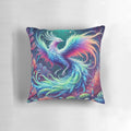 Vibrant phoenix fantasy art design on a cozy pillow