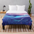 Whale in the ocean abstract fantasy plush blanket