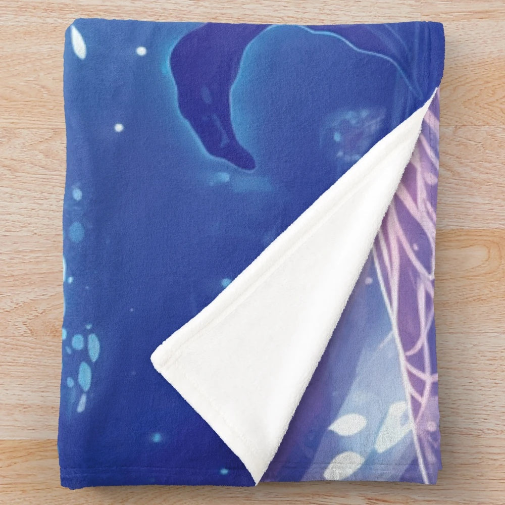 Whale in the ocean abstract fantasy plush blanket