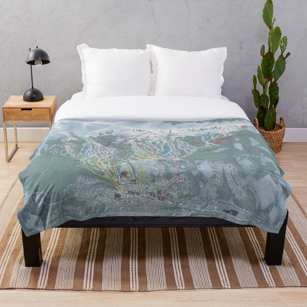 Breckenridge ski resort trail map printed on a cozy plush blanket
