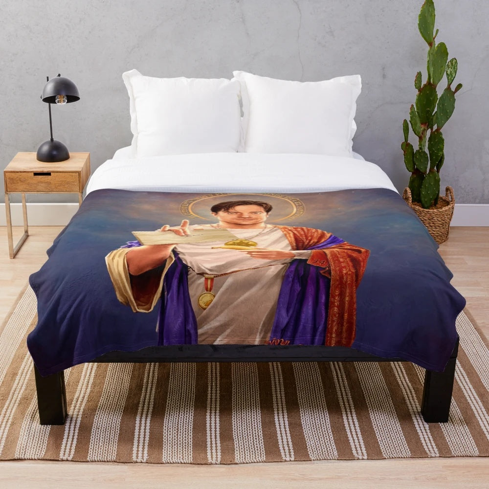Brendan Fraser Inspired Plush Blanket with Saint Brendan Religious Artwork