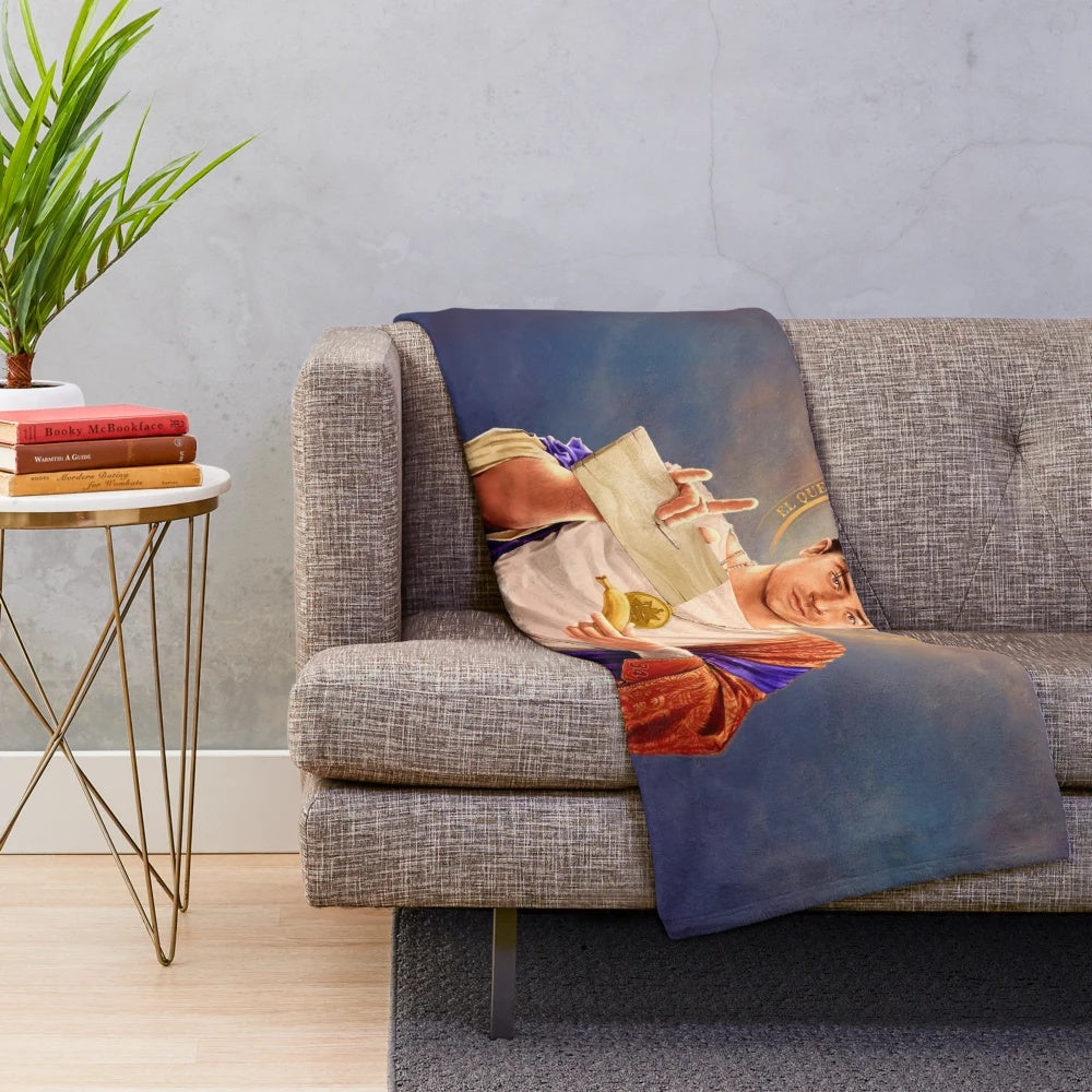 Brendan Fraser Inspired Plush Blanket with Saint Brendan Religious Artwork