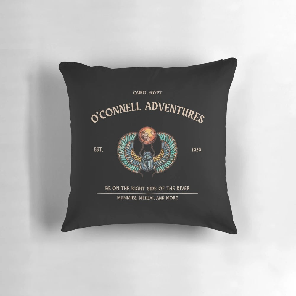 Brendan Fraser as Rick O'Connell from "The Mummy" movie, printed on a soft, plush pillow