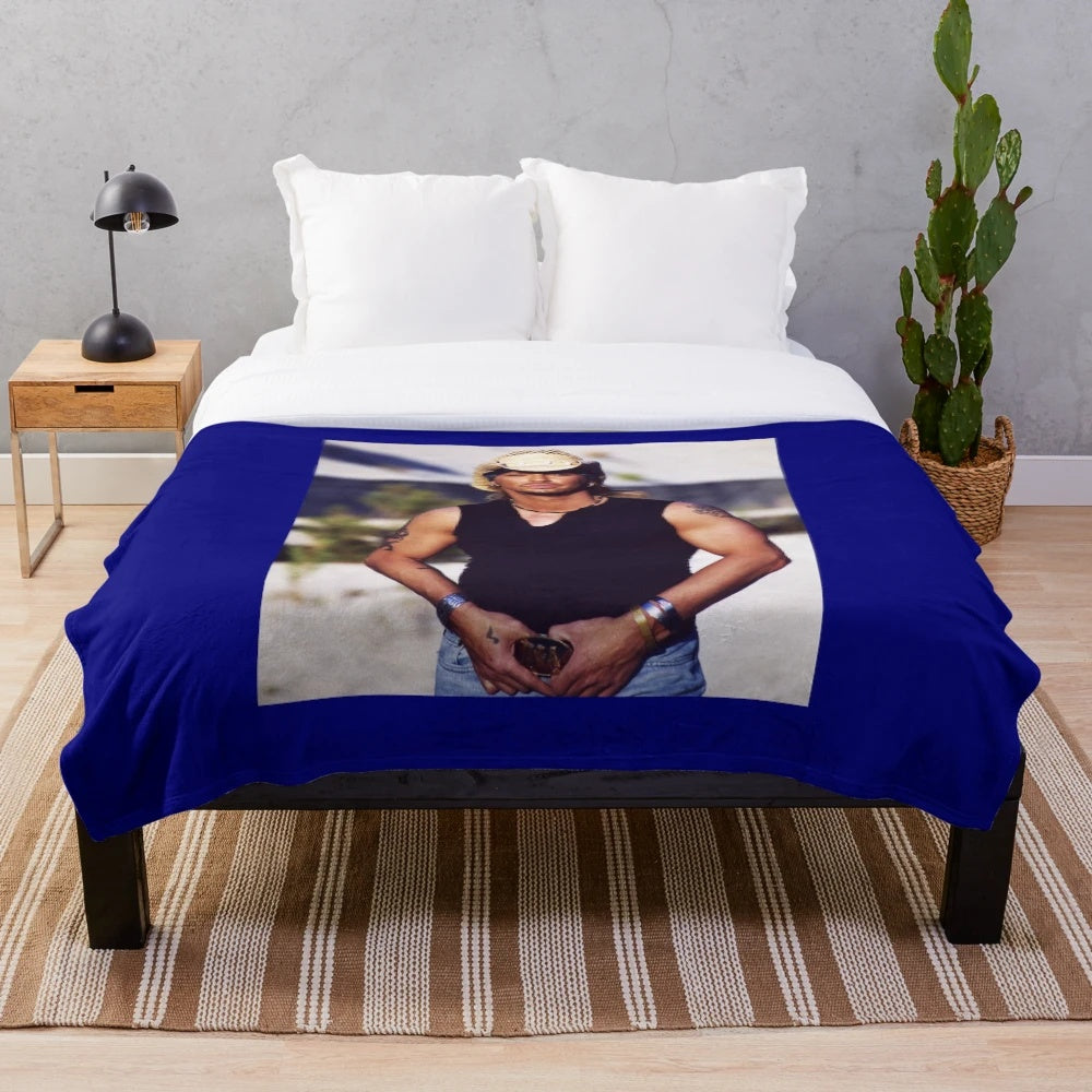 Bret Michaels-inspired plush blanket featuring his art design and memories