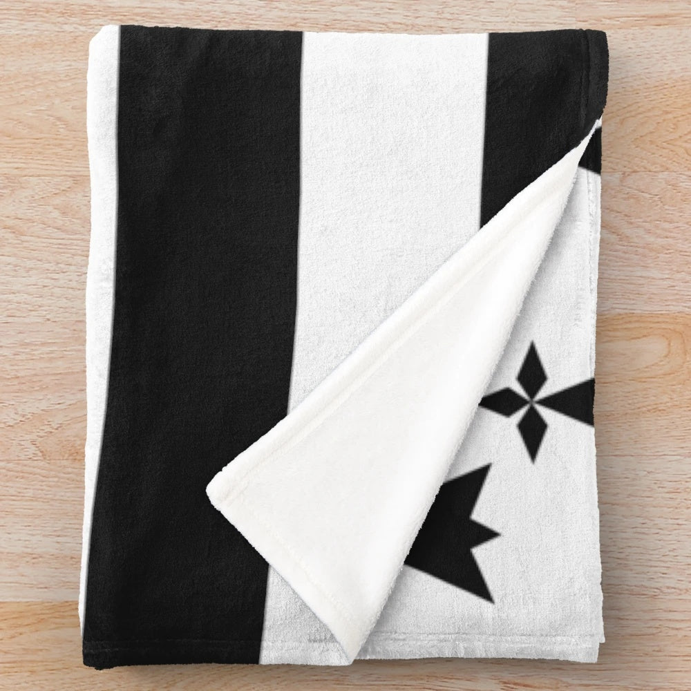 Breton flag plush blanket with ermine and gwenn ha du design