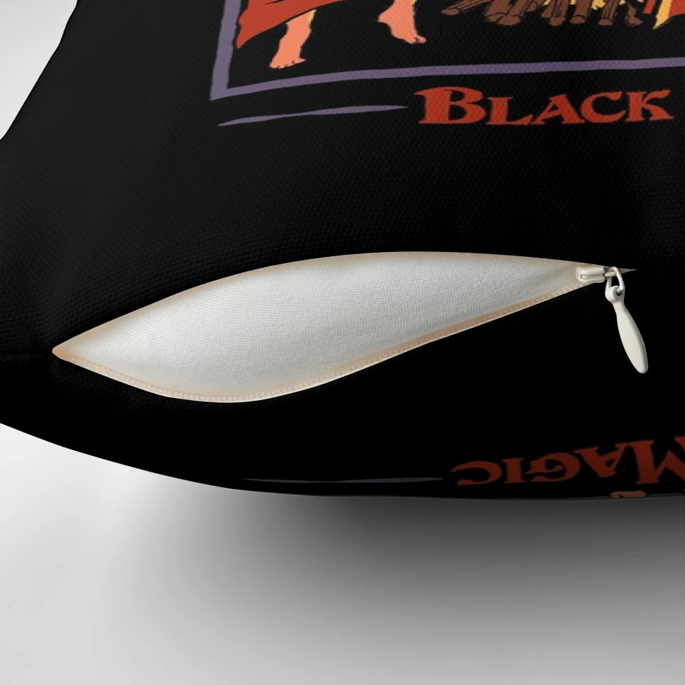 Witches' Brew Pillow, featuring a retro witch design with cauldron and magical elements