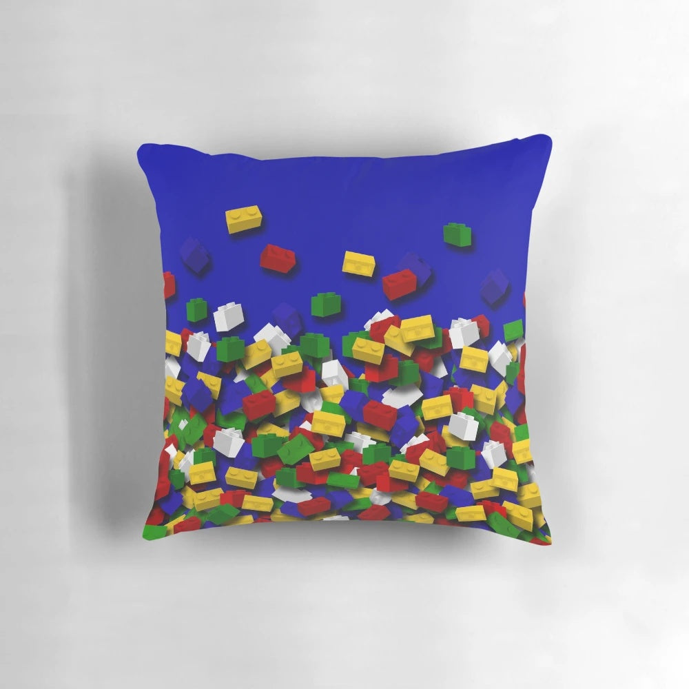 Brick Art 3D Pillow featuring a modern, 3D brick design - a perfect accent piece for any Lego enthusiast's home.