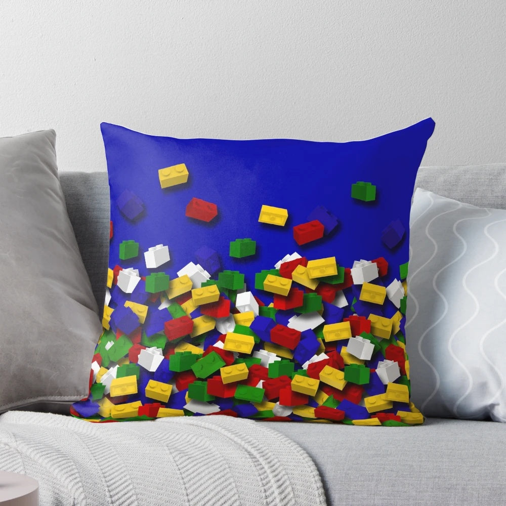 Brick Art 3D Pillow featuring a modern, 3D brick design - a perfect accent piece for any Lego enthusiast's home.