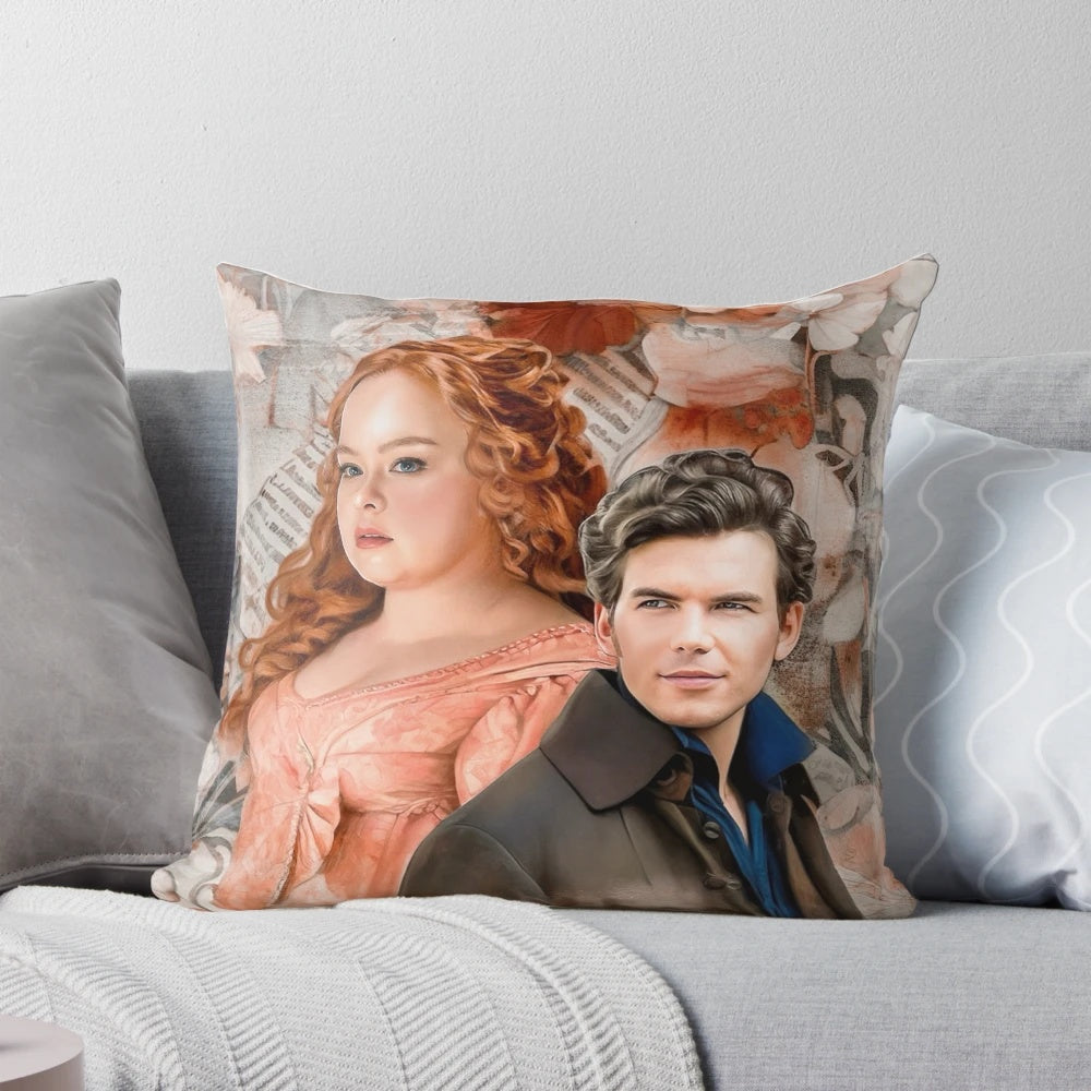 Bridgerton series inspired Penelope and Colin couple decorative pillow