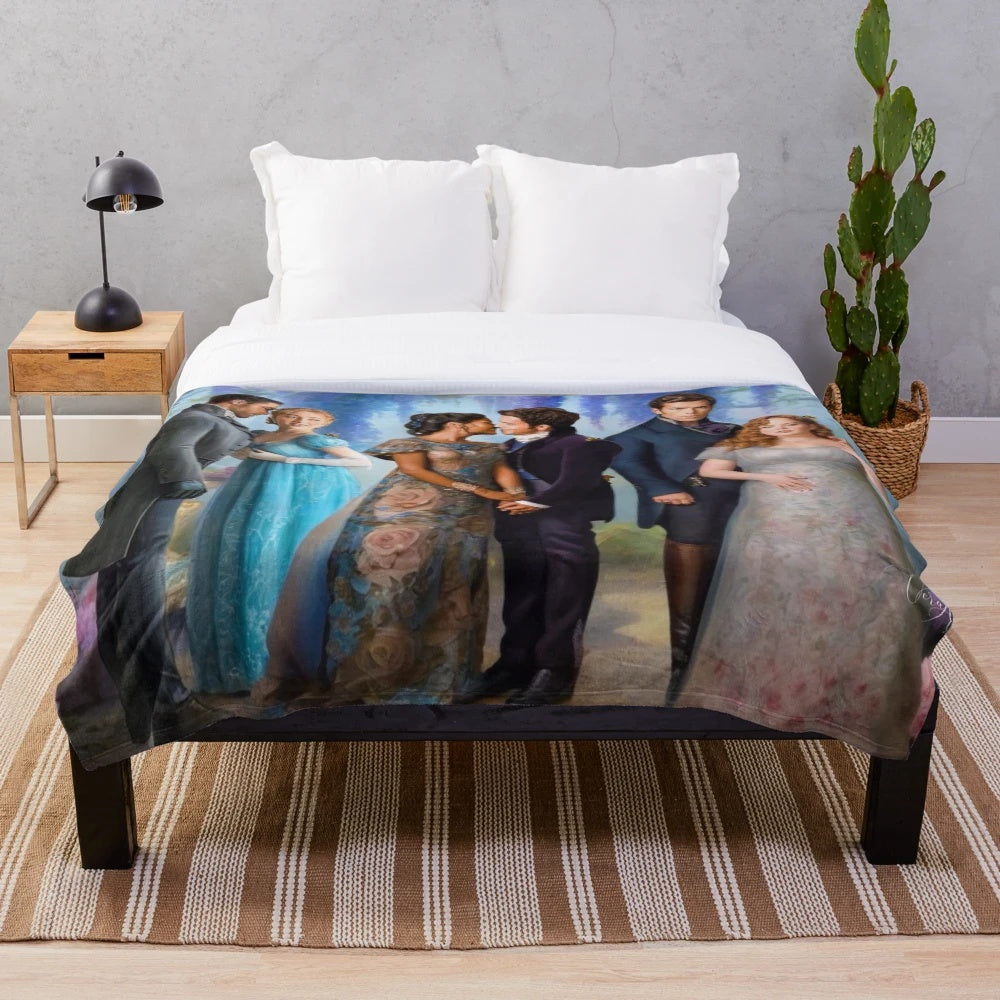 Soft, plush Bridgerton-inspired blanket with floral design