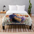 Bridgerton-inspired plush blanket featuring characters Colin Bridgerton and Penelope Featherington