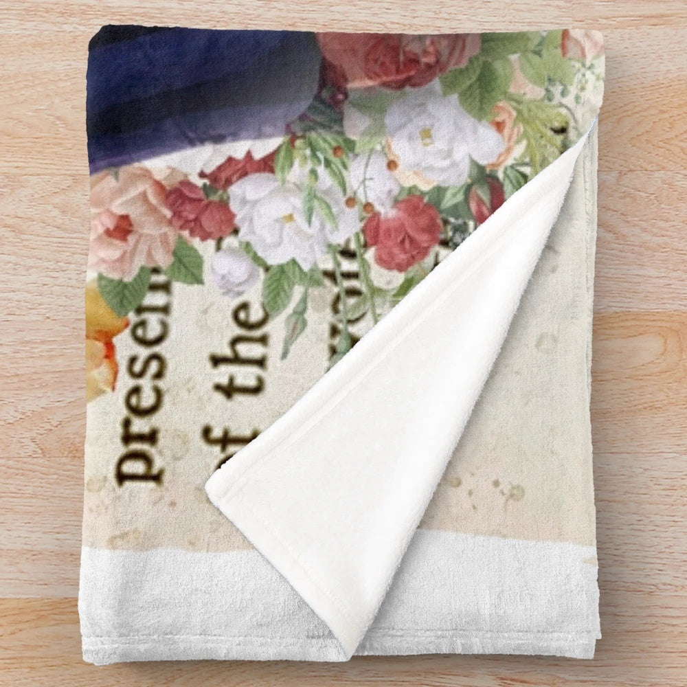 Bridgerton-inspired plush blanket featuring characters Colin Bridgerton and Penelope Featherington