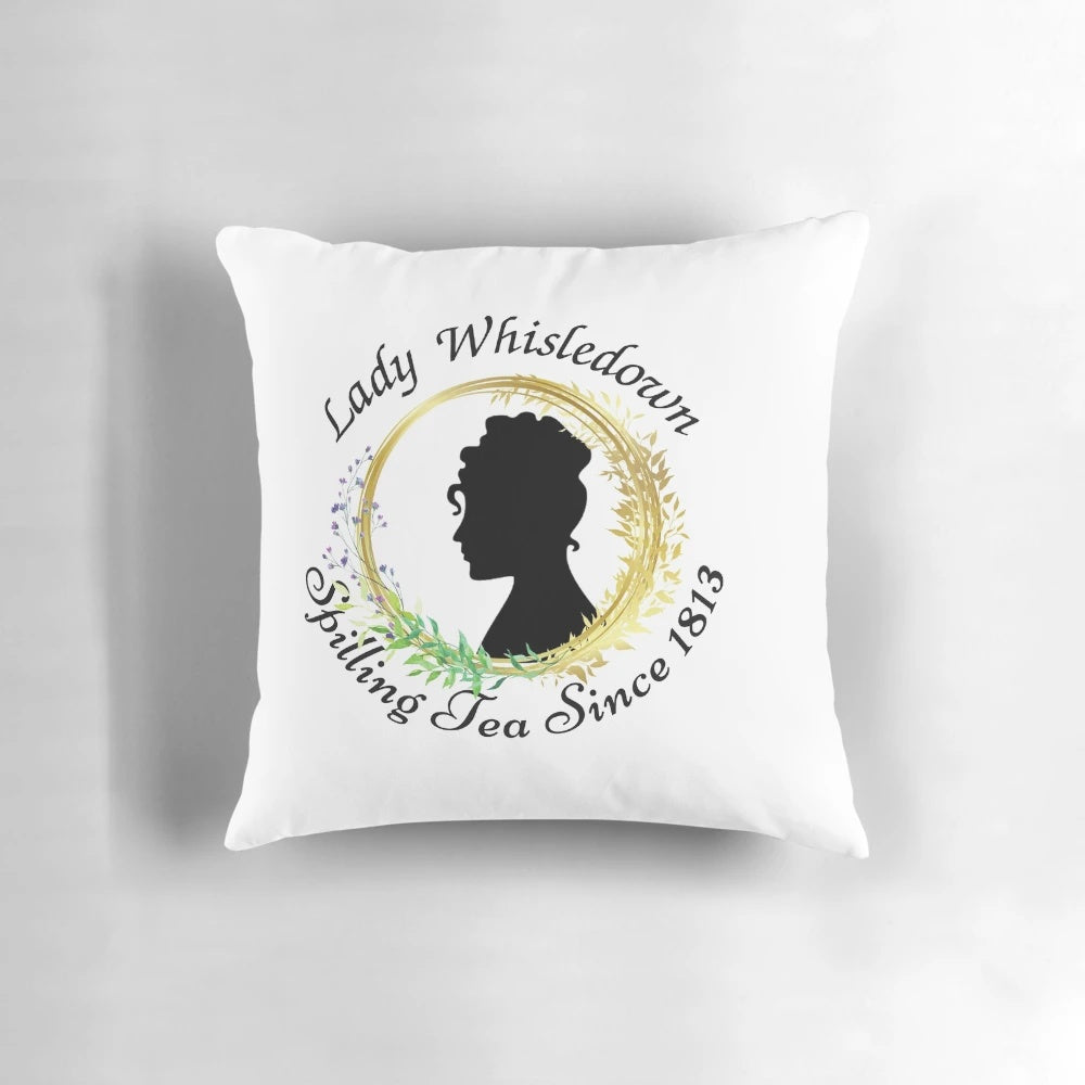 Bridgerton Pillow Featuring Lady Whisledown and Netflix Bridgerton Series Quotes
