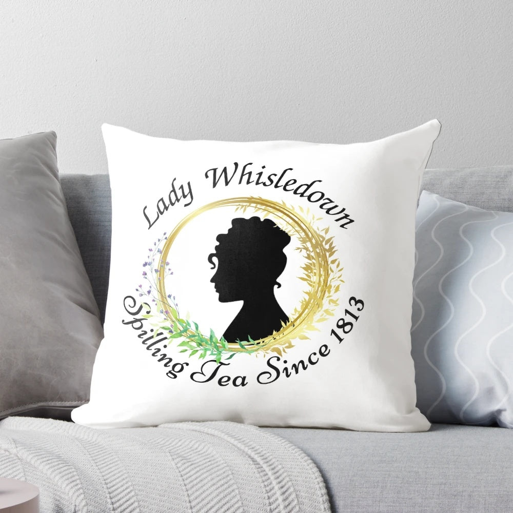 Bridgerton Pillow Featuring Lady Whisledown and Netflix Bridgerton Series Quotes