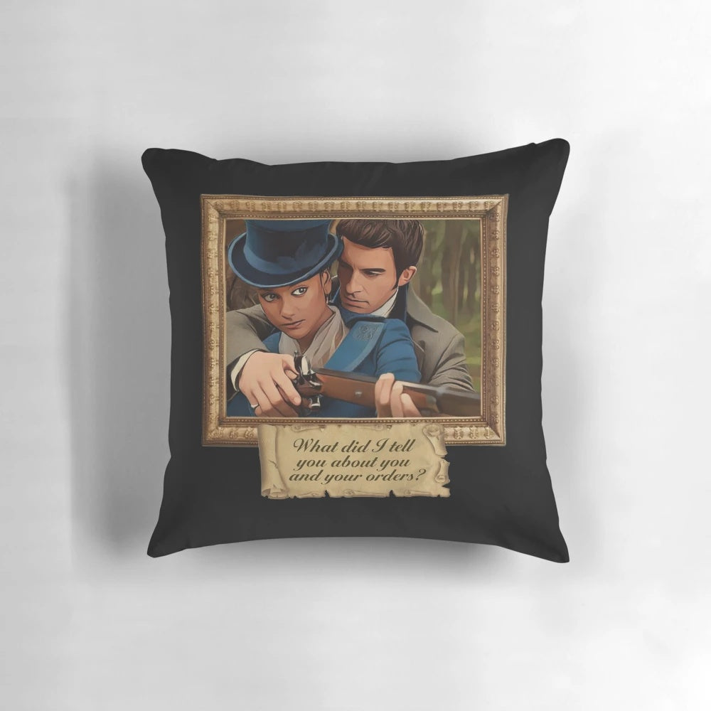Bridgerton-inspired pillow featuring a quote from the Netflix series, The Viscount Who Loved Me.