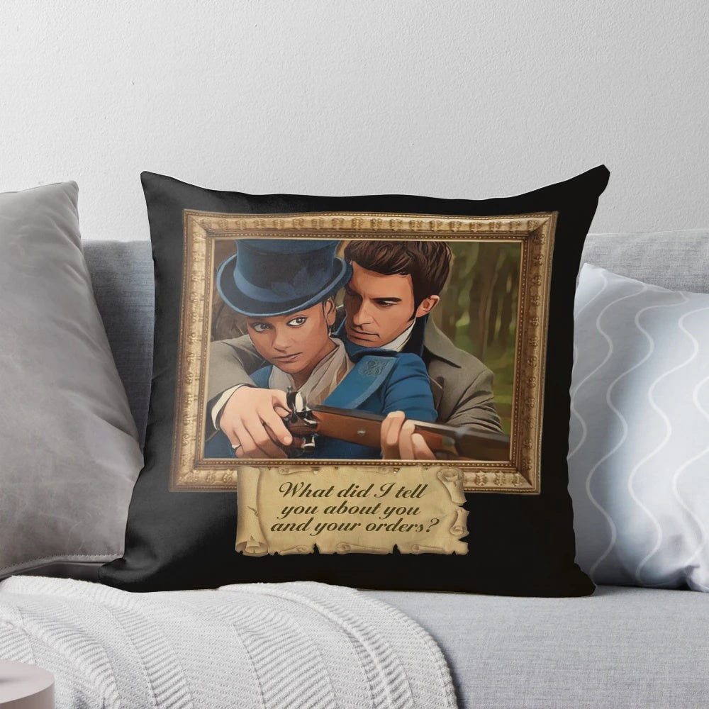 Bridgerton-inspired pillow featuring a quote from the Netflix series, The Viscount Who Loved Me.