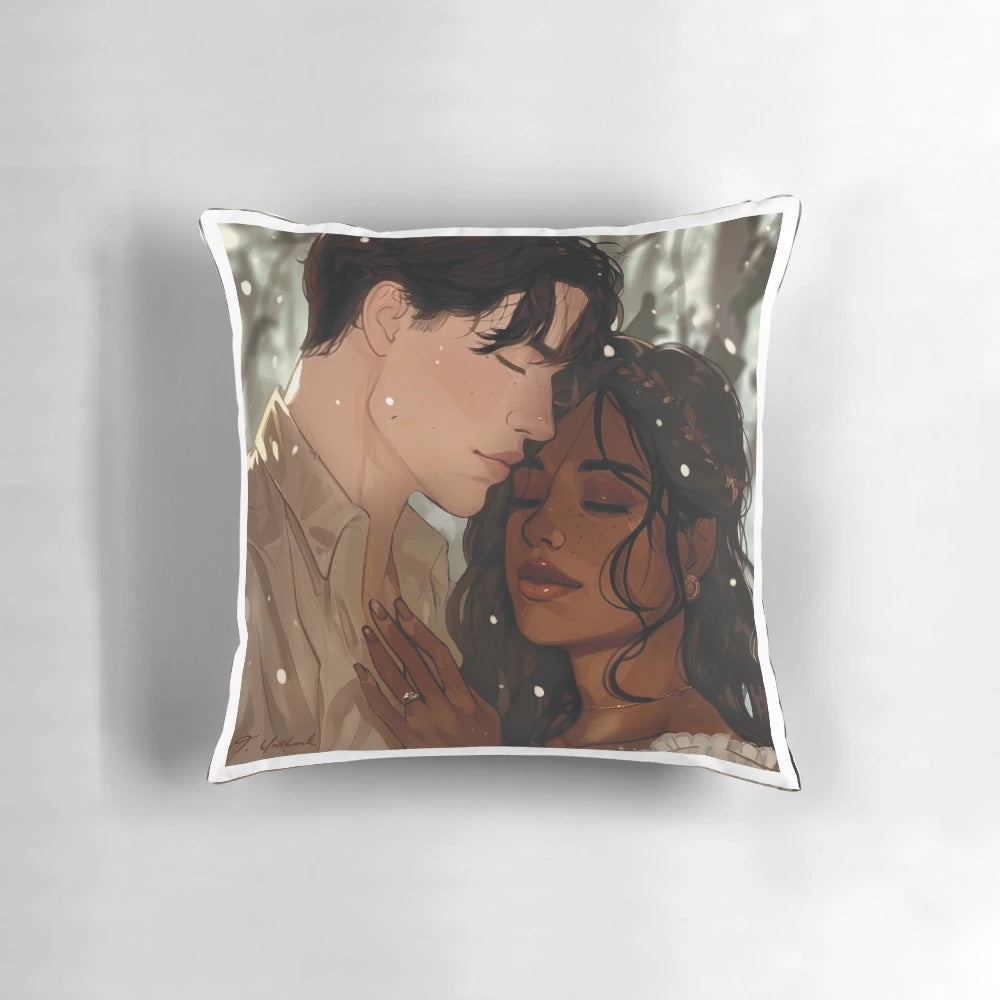 Bridgerton-inspired pillow featuring Kate Sharma and Anthony Bridgerton, the show's iconic couple.