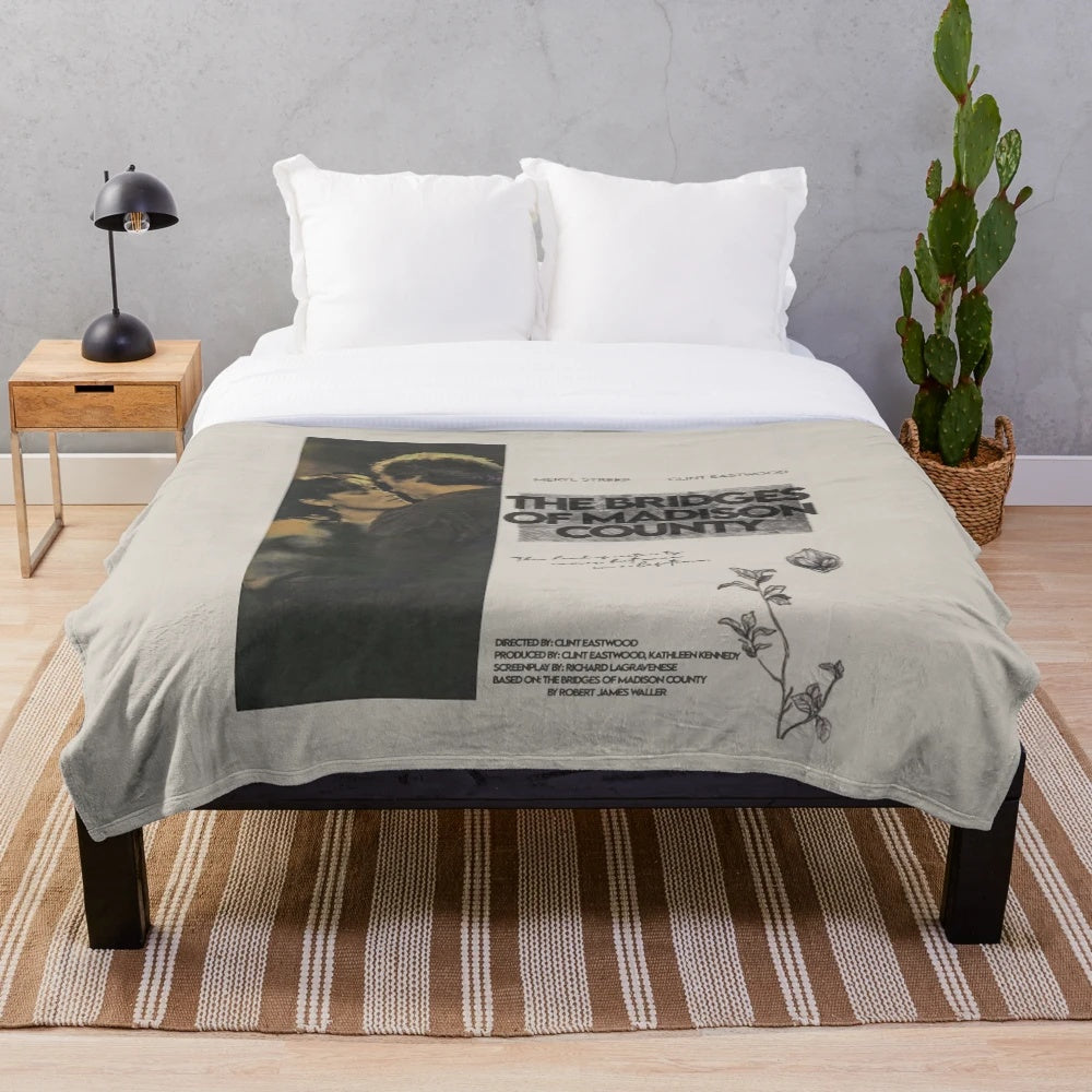 Bridges of Madison County-inspired plush blanket with Meryl Streep and Clint Eastwood