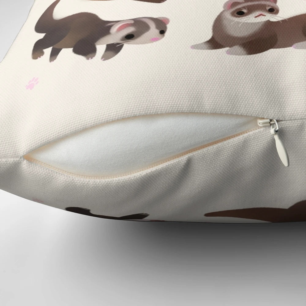 A bright and adorable ferret pillow, showcasing the playful and charming nature of these furry companions.