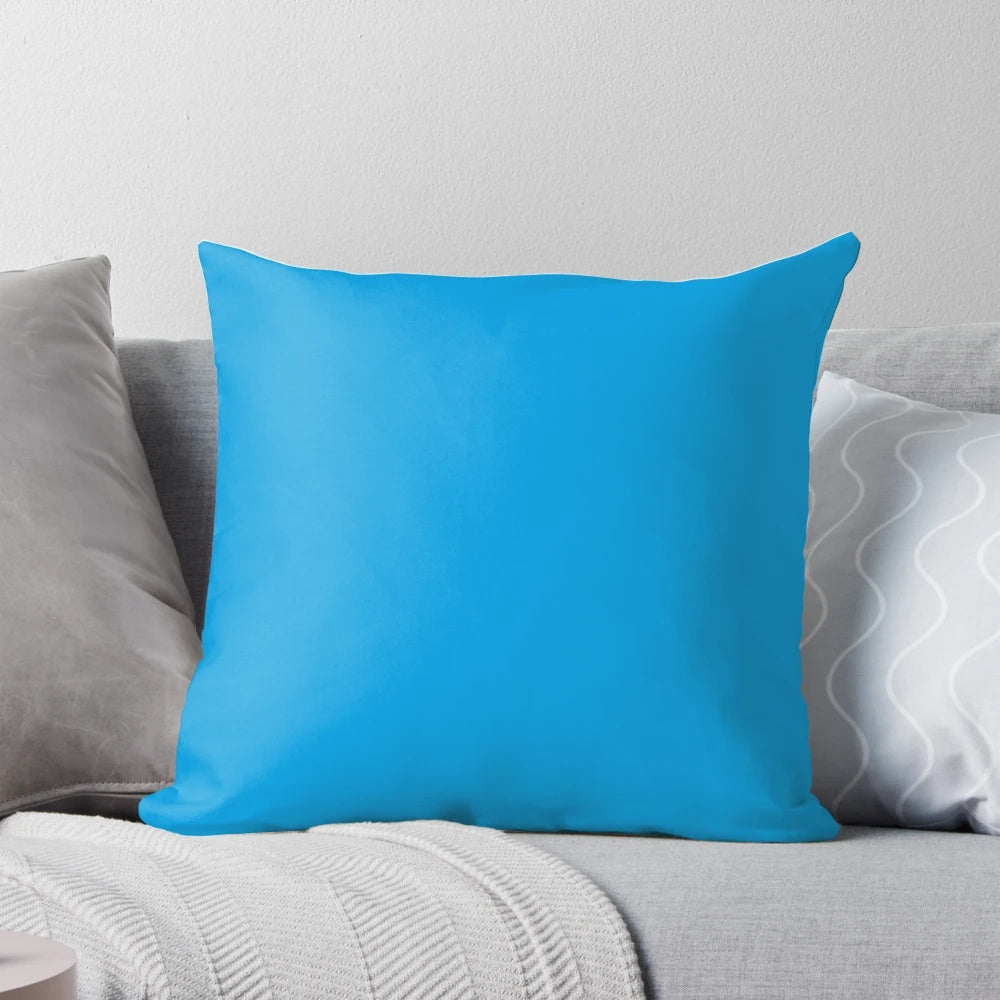 Vibrant blue solid color pillow for home decor