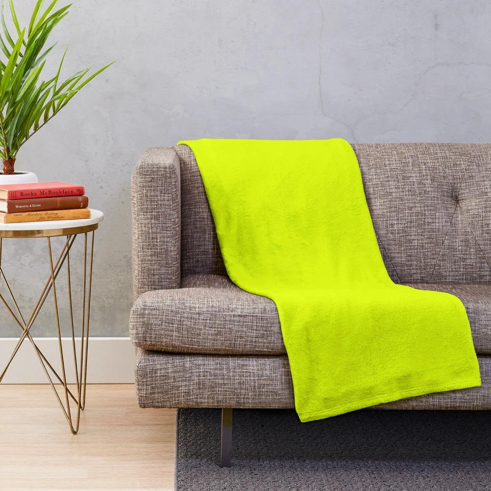 Chartreuse yellow plush blanket with high visibility and simple design