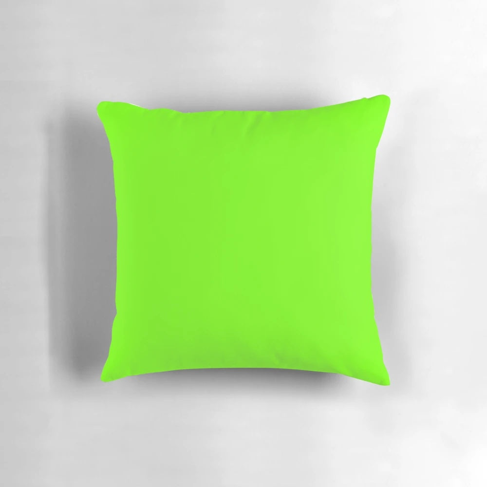 Bright fluorescent neon green decorative pillow with a bold and eye-catching design