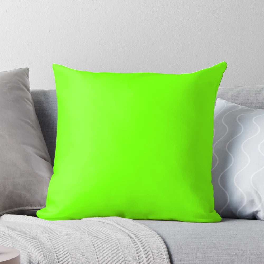 Bright fluorescent neon green decorative pillow with a bold and eye-catching design