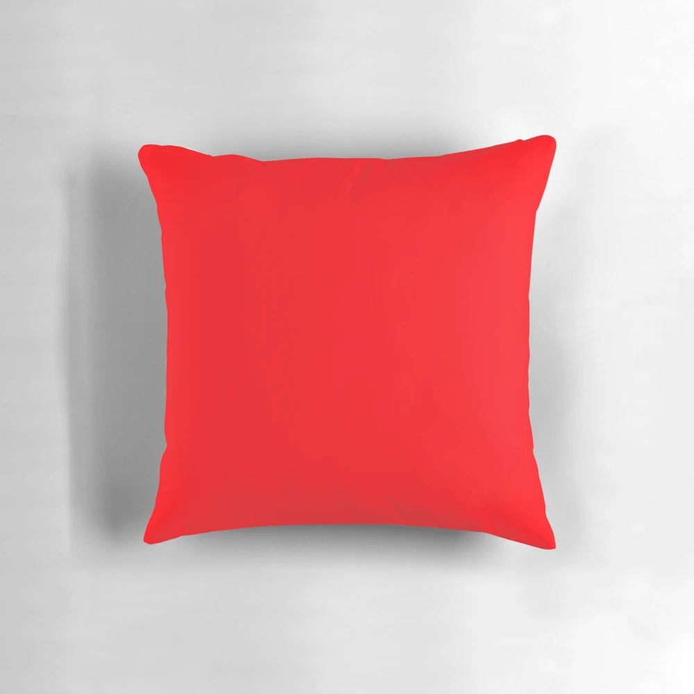 Bright fluorescent neon red pillow with a vibrant, vivid lighting effect