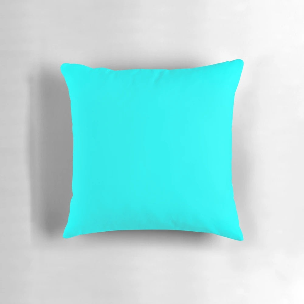 Bright neon aqua blue decorative throw pillow for home decor