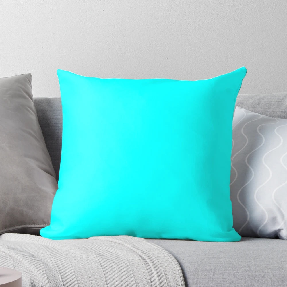 Bright neon aqua blue decorative throw pillow for home decor