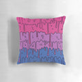 A colorful, pastel-colored melting bisexual pride pillow with a kawaii design.