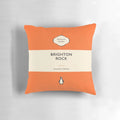 Pillow featuring the iconic book cover art of Graham Greene's "Brighton Rock" from the Penguin Classics collection