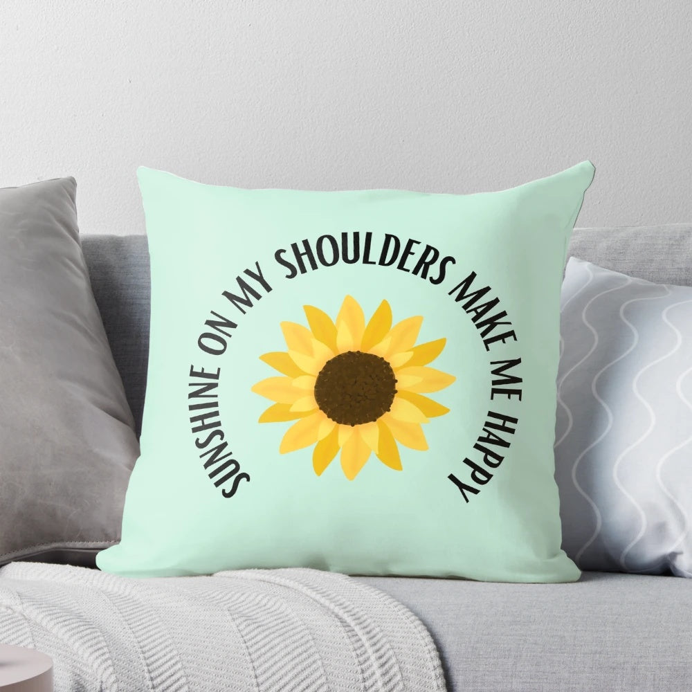 Sunshine on My Shoulders Lyrics Pillow with Sunflower Design