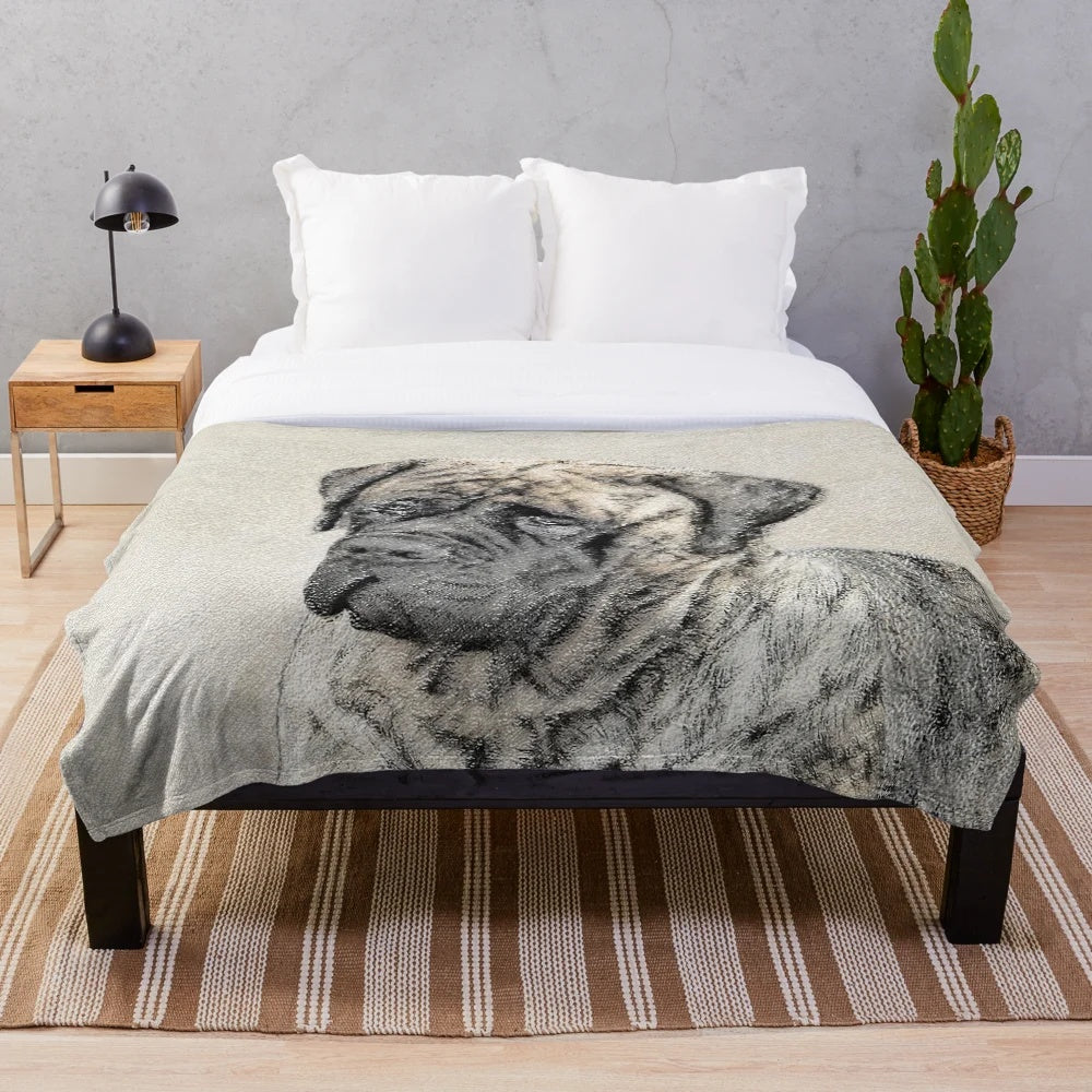 Brindle English Mastiff Plush Blanket