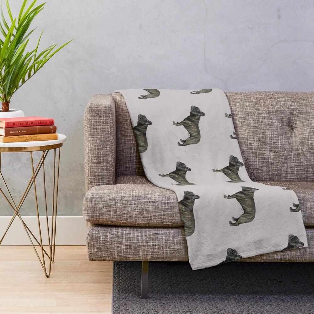Brindle French Bulldog Plush Blanket
