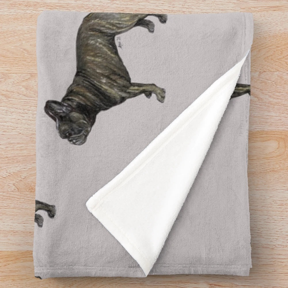 Brindle French Bulldog Plush Blanket